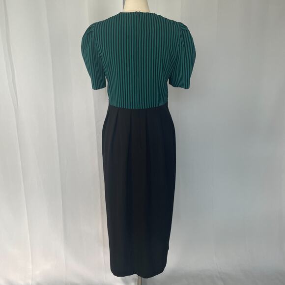 Vintage Dress Size Medium Large Green Black Layered Look Gothic Steampunk 90s - Picture 9 of 16